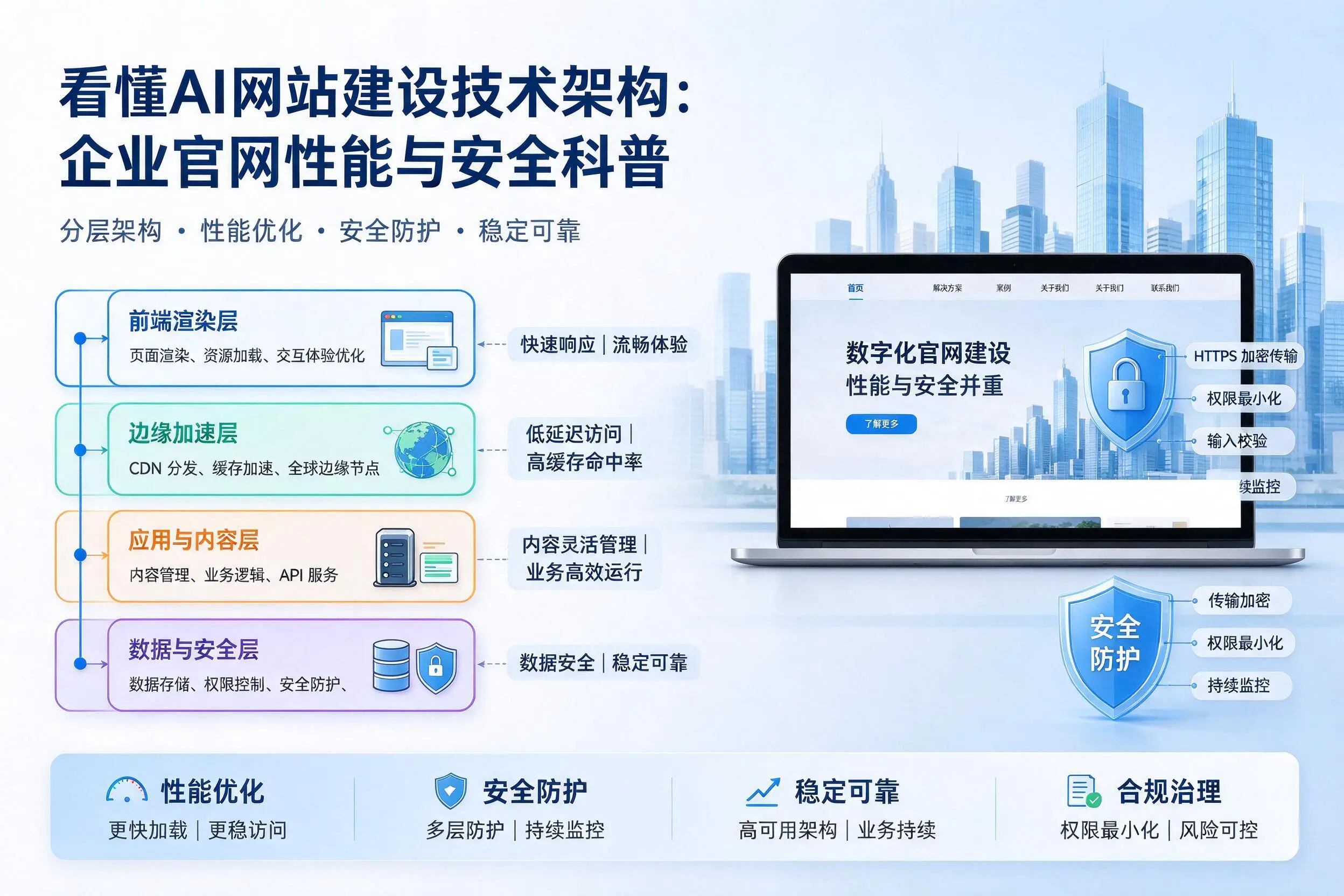 看懂AI网站建设技术架构：贵阳企业官网性能与安全科普
