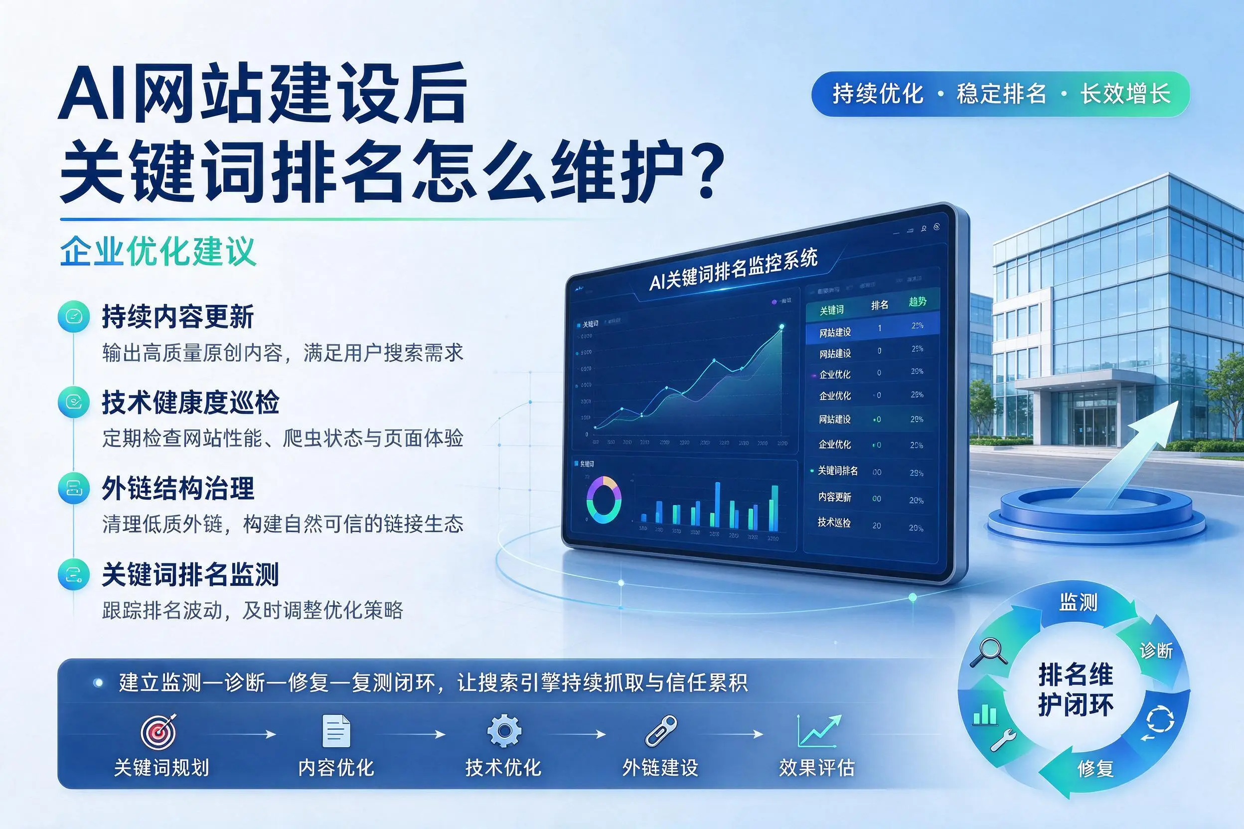 AI网站建设后关键词排名怎么维护?贵阳企业优化建议
