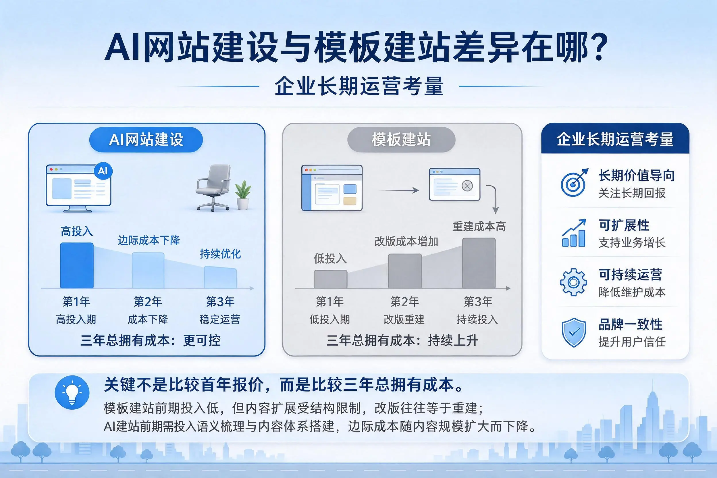 AI网站建设与模板建站差异在哪？贵阳企业长期运营考量